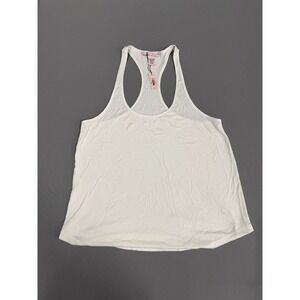 Victoria's Secret White Ribbed Racerback Tank Top Small S‎ NWT